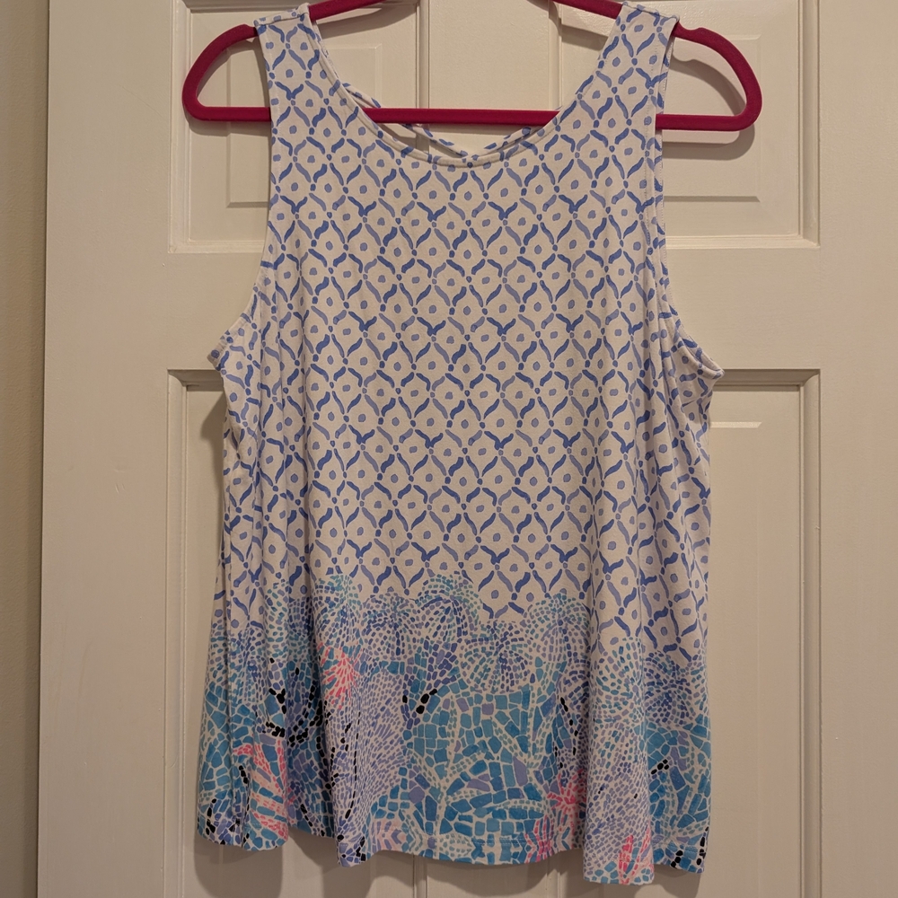 Lilly Pulitzer Kristen Tank Top Multi Sea La Vie Size Large